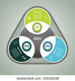 Cyclic diagram with three steps and icons. eps 10