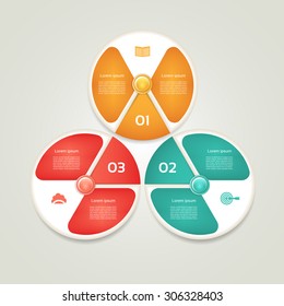 Cyclic diagram with three steps and icons. eps 10