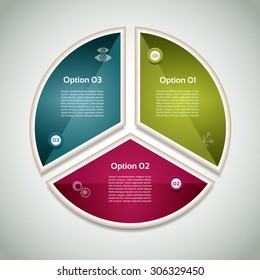 Cyclic diagram with three steps and icons. eps 10