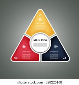 Cyclic diagram with three steps and icons. eps 10