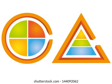 cyclic diagram and triangle diagram, pyramid diagram, vector