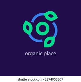 Cyclic organic leaf life center logo. Landscape design, garden, Plant, nature and ecology vector logo.