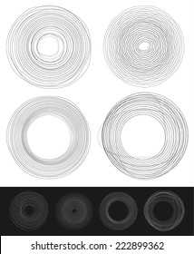 Cyclic random circles, abstract elements in black and white