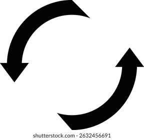 cyclic rotation icon. black and white circular arrow pointing to the left. Flat icon of cyclic rotation, recycling. Vector  