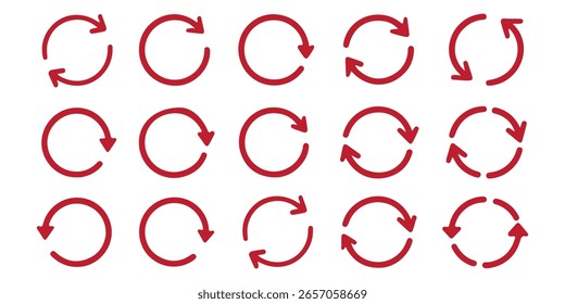 Symbolsatz für zyklische Drehung. Symbol für erneute oder erneute Verwendung. Recyclingschild auf transparentem Hintergrund. Vektorgrafik.