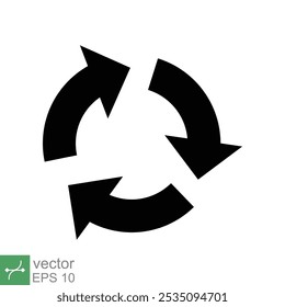 Cyclic rotation icon. Simple solid style. Flat, recycling, repeat, renew, rotate, arrow, sync, change, swap, Exchange concept. Glyph vector illustration isolated on white background. EPS 10.