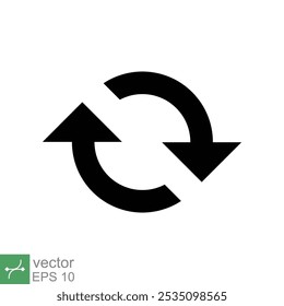 Cyclic rotation icon. Simple solid style. Flat, recycling, repeat, renew, rotate, arrow, sync, change, swap, Exchange concept. Glyph vector illustration isolated on white background. EPS 10.