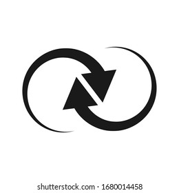 Cyclic rotation icon vector, recycling recurrence, renewal color editable