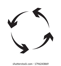 Cyclic rotation icon vector, recycling recurrence, renewal color editable on white background