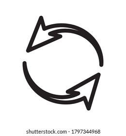 Cyclic rotation icon vector, recycling recurrence, renewal color editable on white background