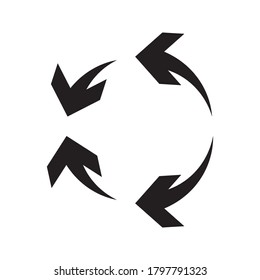 Cyclic rotation icon vector, recycling recurrence, renewal color editable on white background
