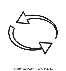 Cyclic rotation icon vector, recycling recurrence, renewal color editable on white background