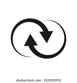 Cyclic rotation icon vector, recycling recurrence, renewal.  Vector illustration isolated on a blank background that can be edited and replaced with color.