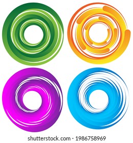 Cyclical circle, helix, volute element. Concentric shape with rotation, centrifuge, gyration effect. Twist, swirl vector illustration