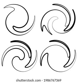 Cyclical circle, helix, volute element. Concentric shape with rotation, centrifuge, gyration effect. Twist, swirl vector illustration