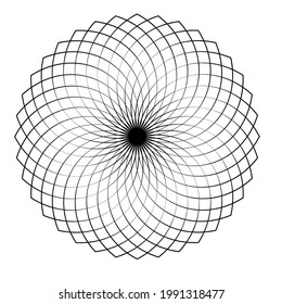 Cyclical circle, helix, volute element. Concentric shape with rotation, centrifuge, gyration effect. Twist, swirl vector illustration