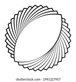 Cyclical circle, helix, volute element. Concentric shape with rotation, centrifuge, gyration effect. Twist, swirl vector illustration