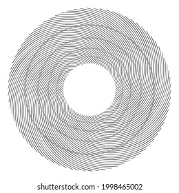 Cyclical circle, helix, volute element. Concentric shape with rotation, centrifuge, gyration effect. Twist, swirl vector illustration