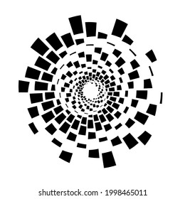 Zyklischer Kreis, Helix, Volt-Element. Konzentrische Form mit Rotation, Zentrifuge, Gyration-Effekt. Twist, wirbelnde Vektorgrafik