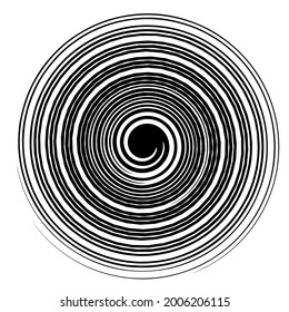 Cyclical circle, helix, volute element. Concentric shape with rotation, centrifuge, gyration effect. Twist, swirl vector illustration