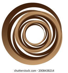 Cyclical circle, helix, volute element. Concentric shape with rotation, centrifuge, gyration effect. Twist, swirl vector illustration