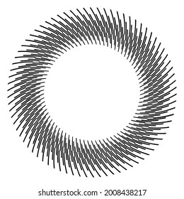 Cyclical circle, helix, volute element. Concentric shape with rotation, centrifuge, gyration effect. Twist, swirl vector illustration