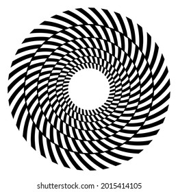 Cyclical circle, helix, volute element. Concentric shape with rotation, centrifuge, gyration effect. Twist, swirl vector illustration