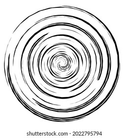 Cyclical circle, helix, volute element. Concentric shape with rotation, centrifuge, gyration effect. Twist, swirl vector illustration
