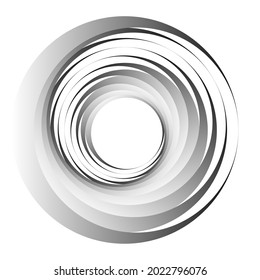 Círculo cíclico, helix, elemento voluto. Forma concéntrica con rotación, centrifugadora, efecto girágico. Ilustración del vector de torsión