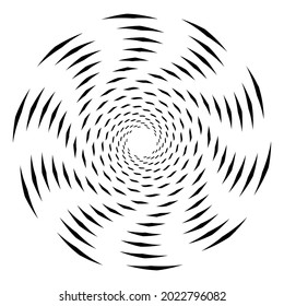 Cyclical circle, helix, volute element. Concentric shape with rotation, centrifuge, gyration effect. Twist, swirl vector illustration