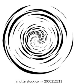 Cyclical circle, helix, volute element. Concentric shape with rotation, centrifuge, gyration effect. Twist, swirl vector illustration