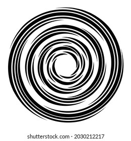 Zyklischer Kreis, Helix, Volt-Element. Konzentrische Form mit Rotation, Zentrifuge, Gyration-Effekt. Twist, wirbelnde Vektorgrafik