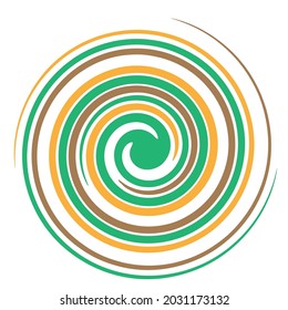 Cyclical circle, helix, volute element. Concentric shape with rotation, centrifuge, gyration effect. Twist, swirl vector illustration