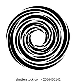 Cyclical circle, helix, volute element. Concentric shape with rotation, centrifuge, gyration effect. Twist, swirl vector illustration