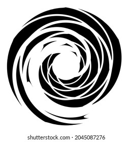 Círculo cíclico, helix, elemento voluto. Forma concéntrica con rotación, centrifugadora, efecto girágico. Ilustración del vector de torsión