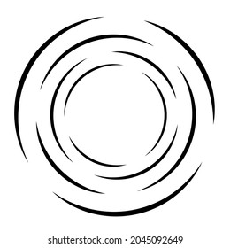 Cyclical circle, helix, volute element. Concentric shape with rotation, centrifuge, gyration effect. Twist, swirl vector illustration