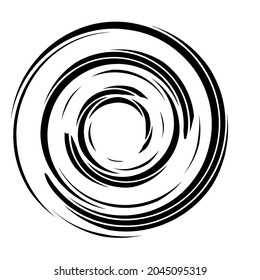 Cyclical circle, helix, volute element. Concentric shape with rotation, centrifuge, gyration effect. Twist, swirl vector illustration