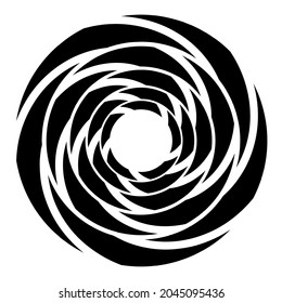 Cyclical circle, helix, volute element. Concentric shape with rotation, centrifuge, gyration effect. Twist, swirl vector illustration