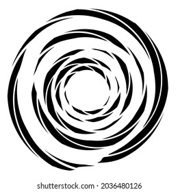 Cyclical circle, volute element. Concentric shape with rotation, centrifuge, gyration effect. Twist, swirl vector illustration