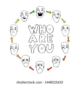 the cyclical nature of human emotions, from positive to negative and then. vector