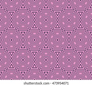 Cyclical pattern of geometric shapes. Seamless vector illustration. pink color. For the interior design, wallpaper, printing, textile industry.