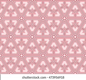 Cyclical pattern of geometric shapes. Seamless vector illustration. red color. For the interior design, wallpaper, printing, textile industry.