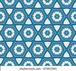 Cyclical pattern of geometric shapes. Seamless vector illustration. blue color. For the interior design, wallpaper, printing, textile industry