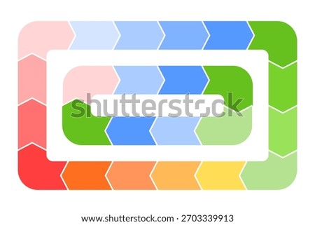 Cyclical process diagram with block-arrows and color transitions in form of closed circle or oval. Vector diagram of 8 and 16 steps of workflow, development sequence, timing, schedule.