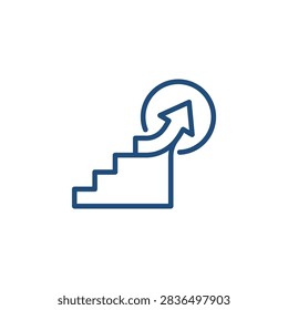 Cyclical progress stairs and arrow loop icon