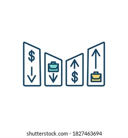 Cyclical unemployment RGB color icon. Statistic for job loss. Economic crisis scale. Social issue. Labor force, human resource. Decline and growth in demand for employee. Isolated vector illustration
