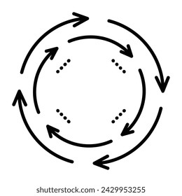 Cyclicality of events, natural phenomena, black line vector icon