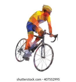 Cycling. Abstract geometrical vector road cyclist on his bike