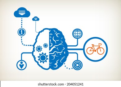 Cycling and abstract human brain, the concept of the information movement 