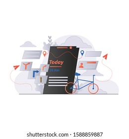 Cycling App concept vector illustration flat style design